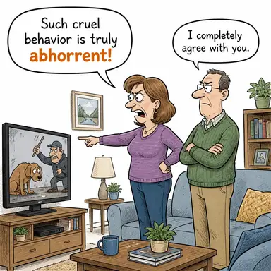 abhorrent (iğrenç, menfur, nefret uyandıran) karikatürü — diyalogla bağlam içinde öğren