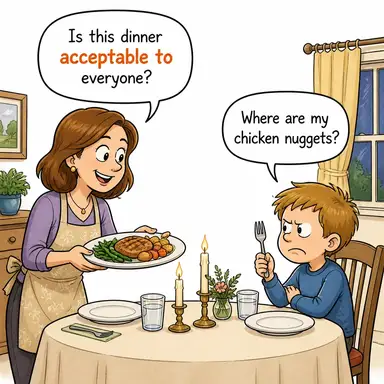 acceptable to (-e uygun, kabul edilebilir, makul) karikatürü — diyalogla bağlam içinde öğren