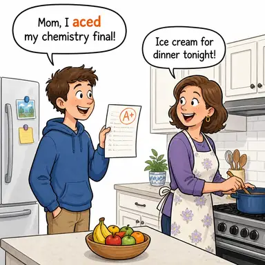 ace (çok başarılı olmak (sınavda), uzman, usta) karikatürü — diyalogla bağlam içinde öğren