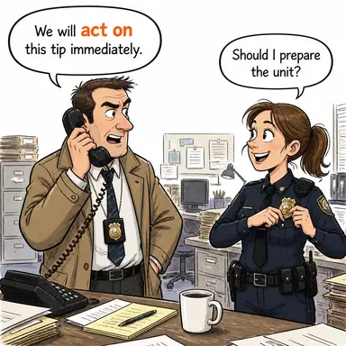 act on (harekete geçmek, (bir şeye dayanarak) işlem yapmak) karikatürü — diyalogla bağlam içinde öğren