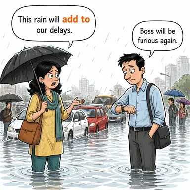 add to (artırmak, (soruna) katkıda bulunmak, eklemek) karikatürü — diyalogla bağlam içinde öğren