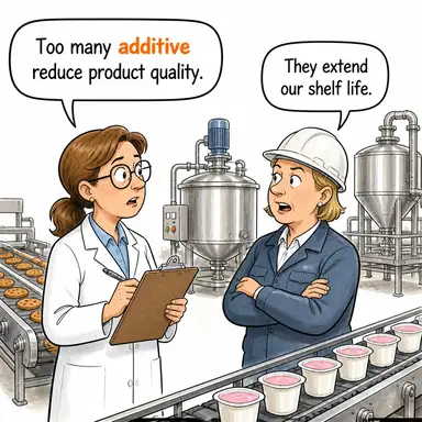additive (katkı maddesi, ek) karikatürü — diyalogla bağlam içinde öğren