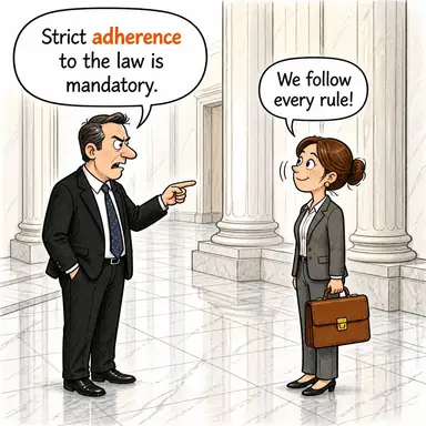 adherence (bağlılık, riayet, (kurallara) uyum) karikatürü — diyalogla bağlam içinde öğren