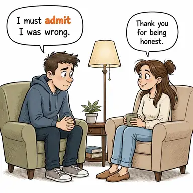 admit (itiraf etmek, kabul etmek (içeri almak)) karikatürü — diyalogla bağlam içinde öğren