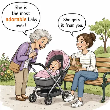 adorable (çok sevimli, tapılası) karikatürü — diyalogla bağlam içinde öğren