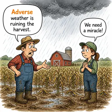 adverse (olumsuz, ters, elverişsiz, zararlı) karikatürü — diyalogla bağlam içinde öğren