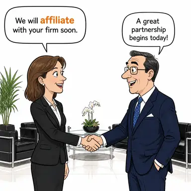 affiliate (bağlı olmak, iştirak etmek, ilişkilendirmek) karikatürü — diyalogla bağlam içinde öğren