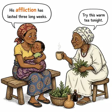 affliction (dert, hastalık, ıstırap, bela) karikatürü — diyalogla bağlam içinde öğren