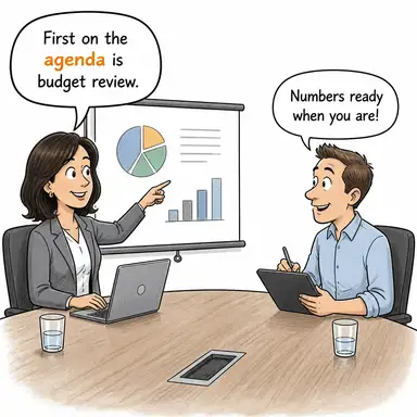 agenda (gündem, ajanda, yapılacaklar listesi) karikatürü — diyalogla bağlam içinde öğren