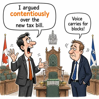 contentiously (tartışmalı bir şekilde, kavgacı bir tavırla) karikatürü — diyalogla bağlam içinde öğren