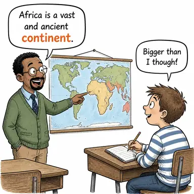continent (kıta, anakara) karikatürü — diyalogla bağlam içinde öğren