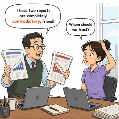contradictory (çelişkili, tutarsız) karikatürü — diyalogla bağlam içinde öğren
