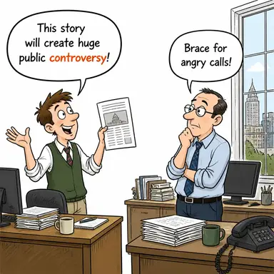 controversy (anlaşmazlık, tartışma, ihtilaf) karikatürü — diyalogla bağlam içinde öğren