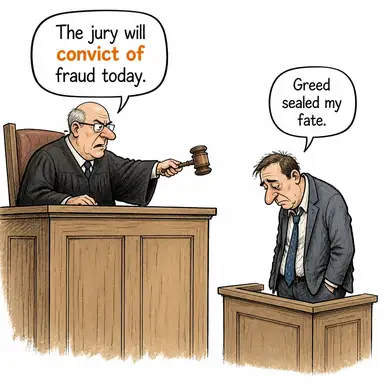 convict of ((bir suçtan) hüküm giydirmek, suçlu bulmak) karikatürü — diyalogla bağlam içinde öğren