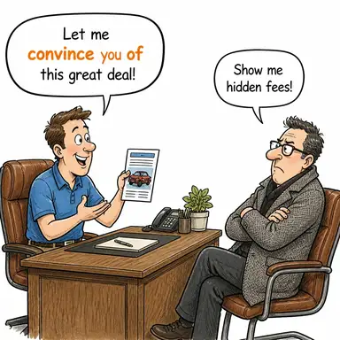convince of (ikna etmek, inandırmak) karikatürü — diyalogla bağlam içinde öğren