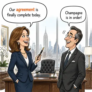 agreement (anlaşma, uzlaşma, mutabakat, sözleşme) karikatürü — diyalogla bağlam içinde öğren