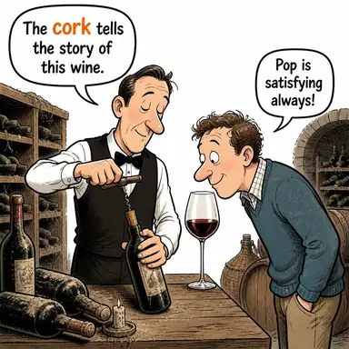 cork (mantar, tıpa) karikatürü — diyalogla bağlam içinde öğren