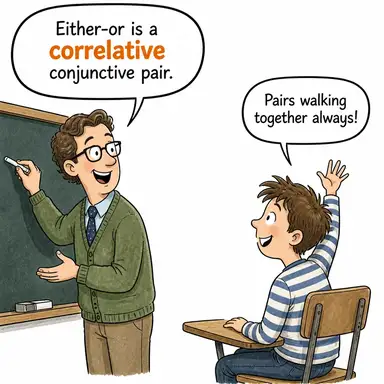 correlative (bağlantılı, ilişkili, karşılıklı) karikatürü — diyalogla bağlam içinde öğren