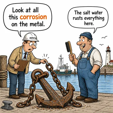corrosion (korozyon, aşınma, paslanma) karikatürü — diyalogla bağlam içinde öğren