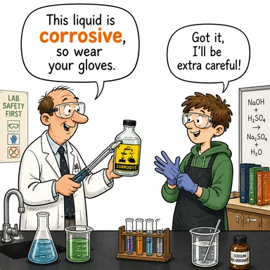 corrosive (aşındırıcı, yakıcı) karikatürü — diyalogla bağlam içinde öğren
