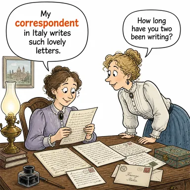 correspondent (muhabir (veya mektuplaşılan kişi)) karikatürü — diyalogla bağlam içinde öğren