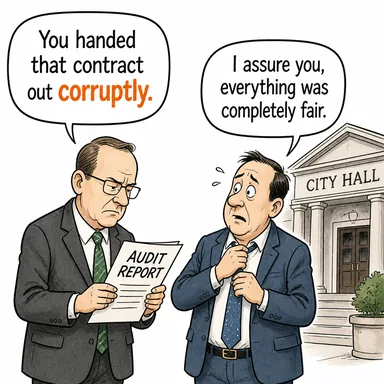 corruptly (ahlaksızca, hileyle) karikatürü — diyalogla bağlam içinde öğren