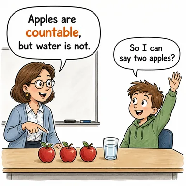 countable (sayılabilir) karikatürü — diyalogla bağlam içinde öğren