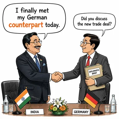 counterpart (mevkidaş, muadil, karşılık) karikatürü — diyalogla bağlam içinde öğren