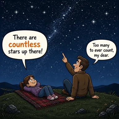 countless (sayısız, pek çok) karikatürü — diyalogla bağlam içinde öğren