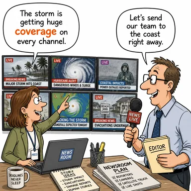 coverage (kapsam, yayın (medya), sigorta teminatı) karikatürü — diyalogla bağlam içinde öğren