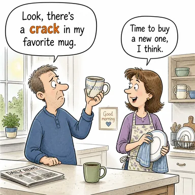 crack (çatlak, yarık (n)) karikatürü — diyalogla bağlam içinde öğren