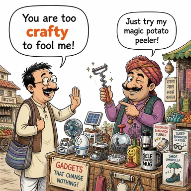 crafty (kurnaz, düzenbaz, hilekar) karikatürü — diyalogla bağlam içinde öğren
