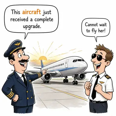 aircraft (uçak, hava taşıtı) karikatürü — diyalogla bağlam içinde öğren