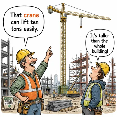 crane (vinç (inşaat); turna (kuş)) karikatürü — diyalogla bağlam içinde öğren