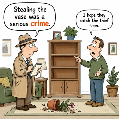 crime (suç, cürüm) karikatürü — diyalogla bağlam içinde öğren