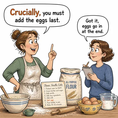 crucially (önemli ölçüde, kritik bir şekilde, hayati olarak) karikatürü — diyalogla bağlam içinde öğren