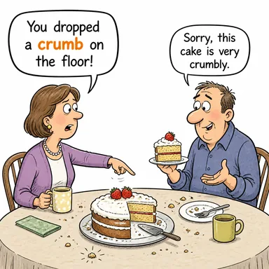 crumb (kırıntı, zerrecik) karikatürü — diyalogla bağlam içinde öğren