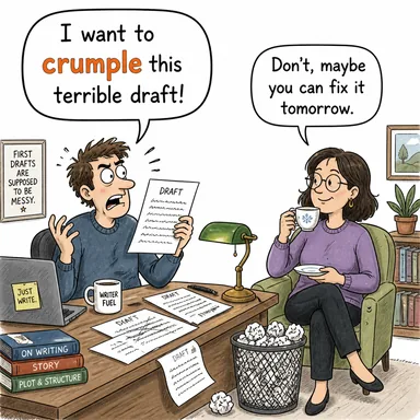 crumple (buruşturmak, (kağıt vb.) kırışmak; (kişi) yığılmak) karikatürü — diyalogla bağlam içinde öğren