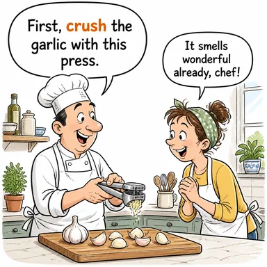 crush (ezmek, parçalamak, (isyanı) bastırmak) karikatürü — diyalogla bağlam içinde öğren