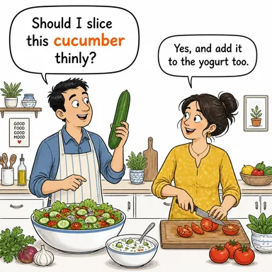 cucumber (salatalık, hıyar) karikatürü — diyalogla bağlam içinde öğren