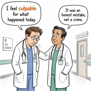 culpable (kusurlu, kabahatli, suçlu) karikatürü — diyalogla bağlam içinde öğren
