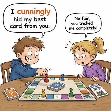 cunningly (kurnazca, sinsice, beceriklice) karikatürü — diyalogla bağlam içinde öğren
