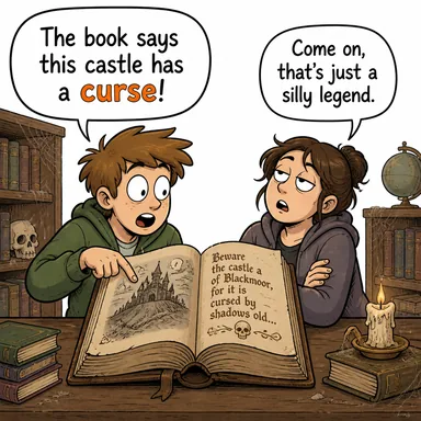 curse (lanet, bela, beddua; küfür) karikatürü — diyalogla bağlam içinde öğren