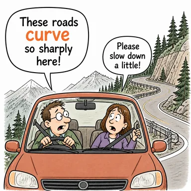 curve (bükmek, kavis çizmek, eğmek) karikatürü — diyalogla bağlam içinde öğren