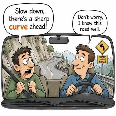 curve (kavis, eğri, viraj) karikatürü — diyalogla bağlam içinde öğren