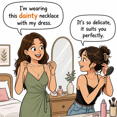 dainty (narin, zarif, çıtı pıtı) karikatürü — diyalogla bağlam içinde öğren