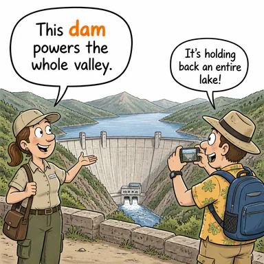 dam (baraj) karikatürü — diyalogla bağlam içinde öğren