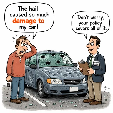 damage to (...'e verilen zarar, hasar, ziyan) karikatürü — diyalogla bağlam içinde öğren