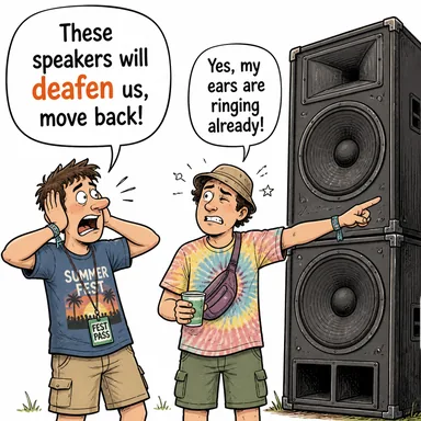 deafen (sağır etmek, (gürültü ile) kulakları sağır etmek) karikatürü — diyalogla bağlam içinde öğren