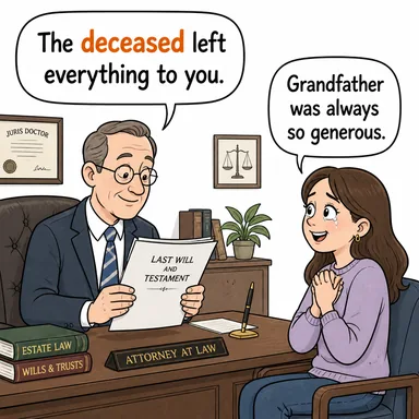 deceased (merhum, rahmetli, ölmüş) karikatürü — diyalogla bağlam içinde öğren